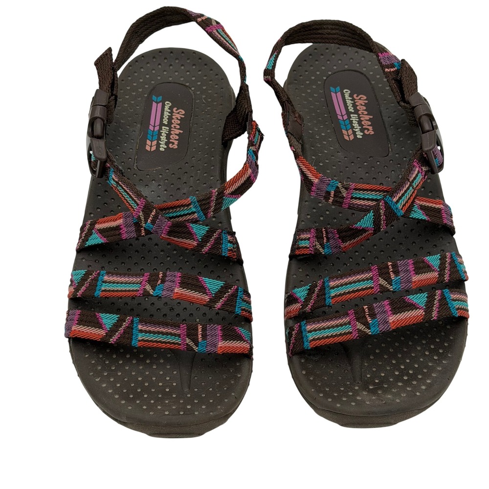 Skechers Sandals Outdoor Lifestyle Women Size 7 Brown Multi Color Strappy Sport